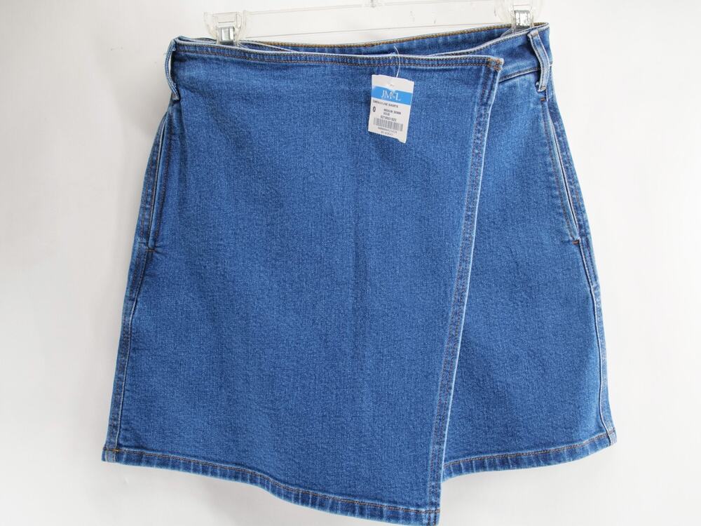 JMcLaughlin NWT Women Gwendoline Denim Skort Wrap Front Short Size 0 Medium Wash